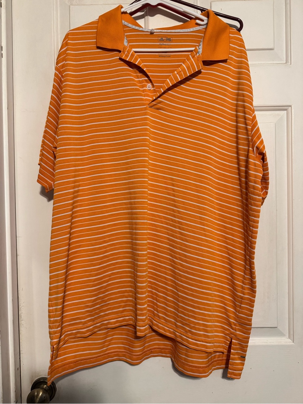 Orange and White Striped style Adidas  Polo sShirt size xl